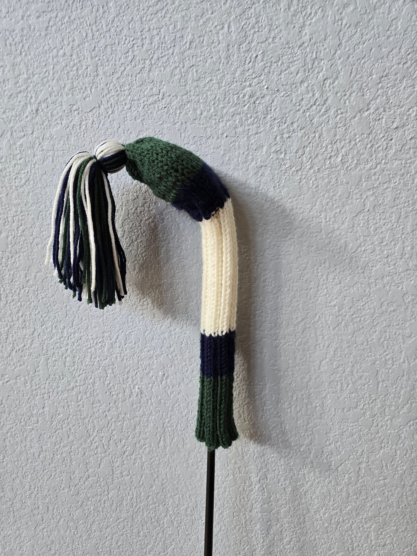 Hand Knit Golf Club Head Covers Retro-Vintage Navy, Green & Ivory Custom Fairway Wood for Shelley