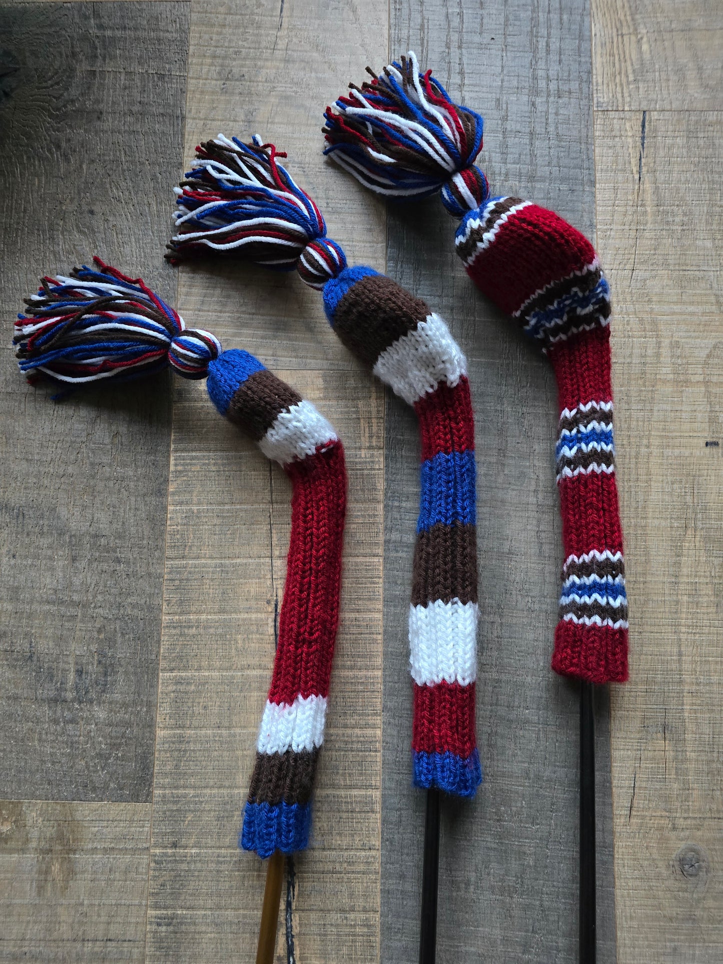 Hand Knit Golf Club Head Covers for Fairway Woods & Hybrid Covers for Geoffrey