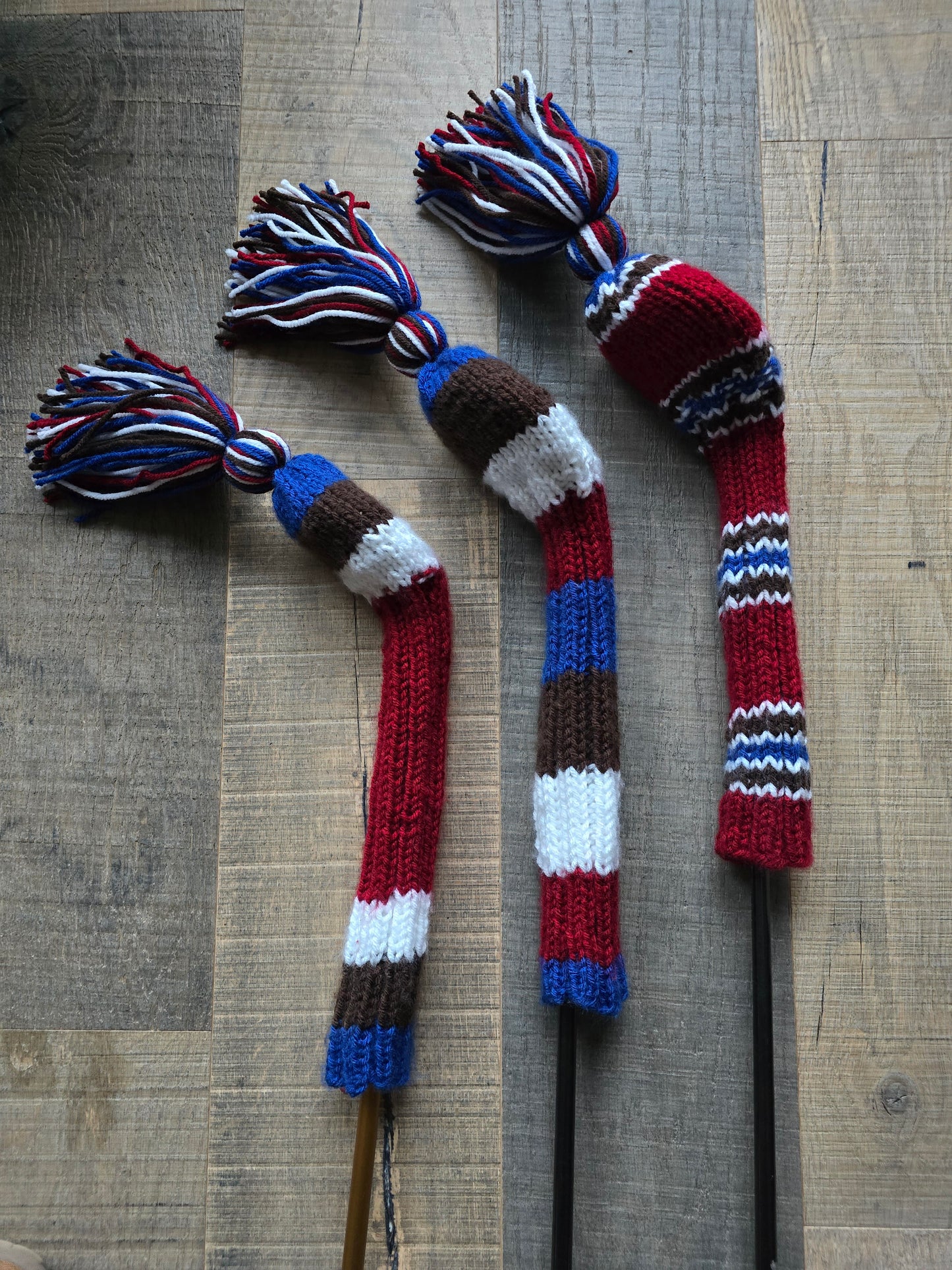 Hand Knit Golf Club Head Covers for Fairway Woods & Hybrid Covers for Geoffrey