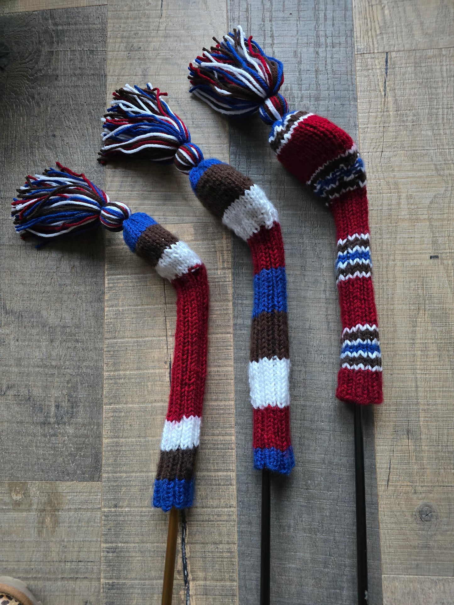 Hand Knit Golf Club Head Covers for Fairway Woods & Hybrid Covers for Geoffrey