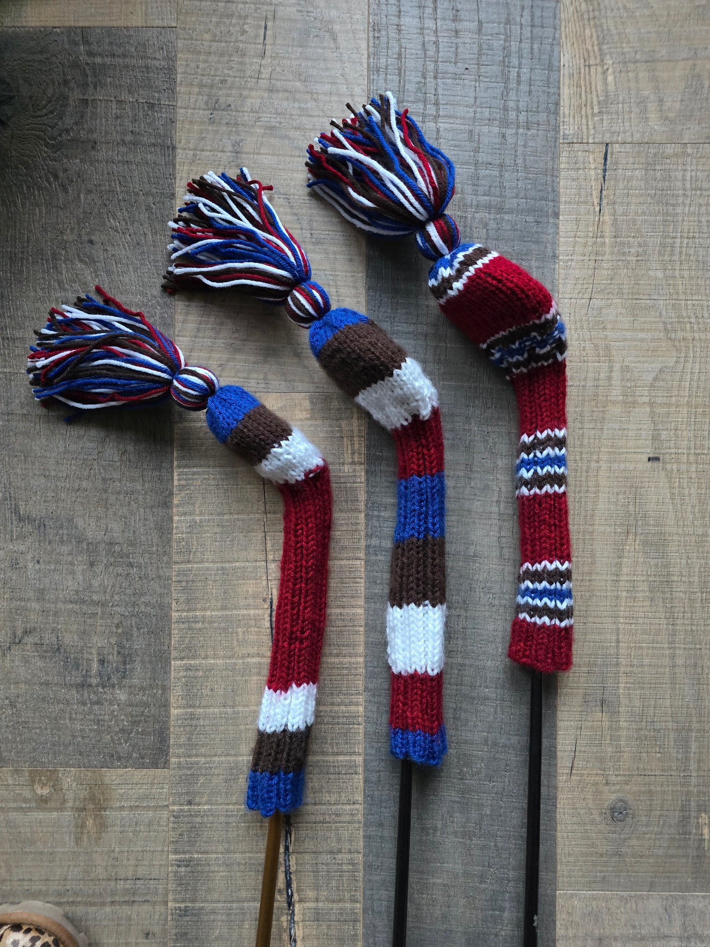 Hand Knit Golf Club Head Covers for Fairway Woods & Hybrid Covers for Geoffrey