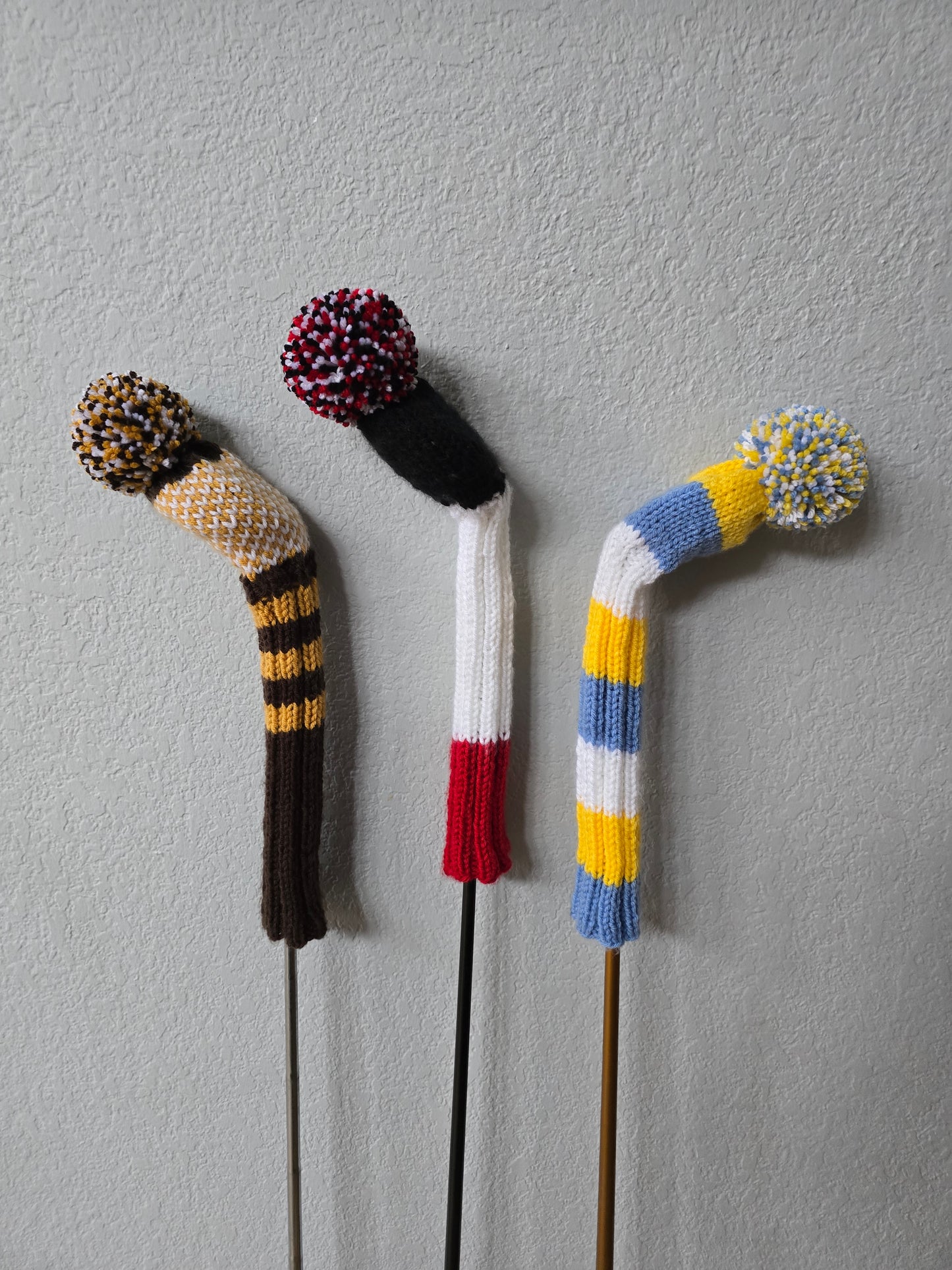 Hand Knit Golf Club Head Covers Retro-Vintage Custom Hybrids & Woods for Paul N