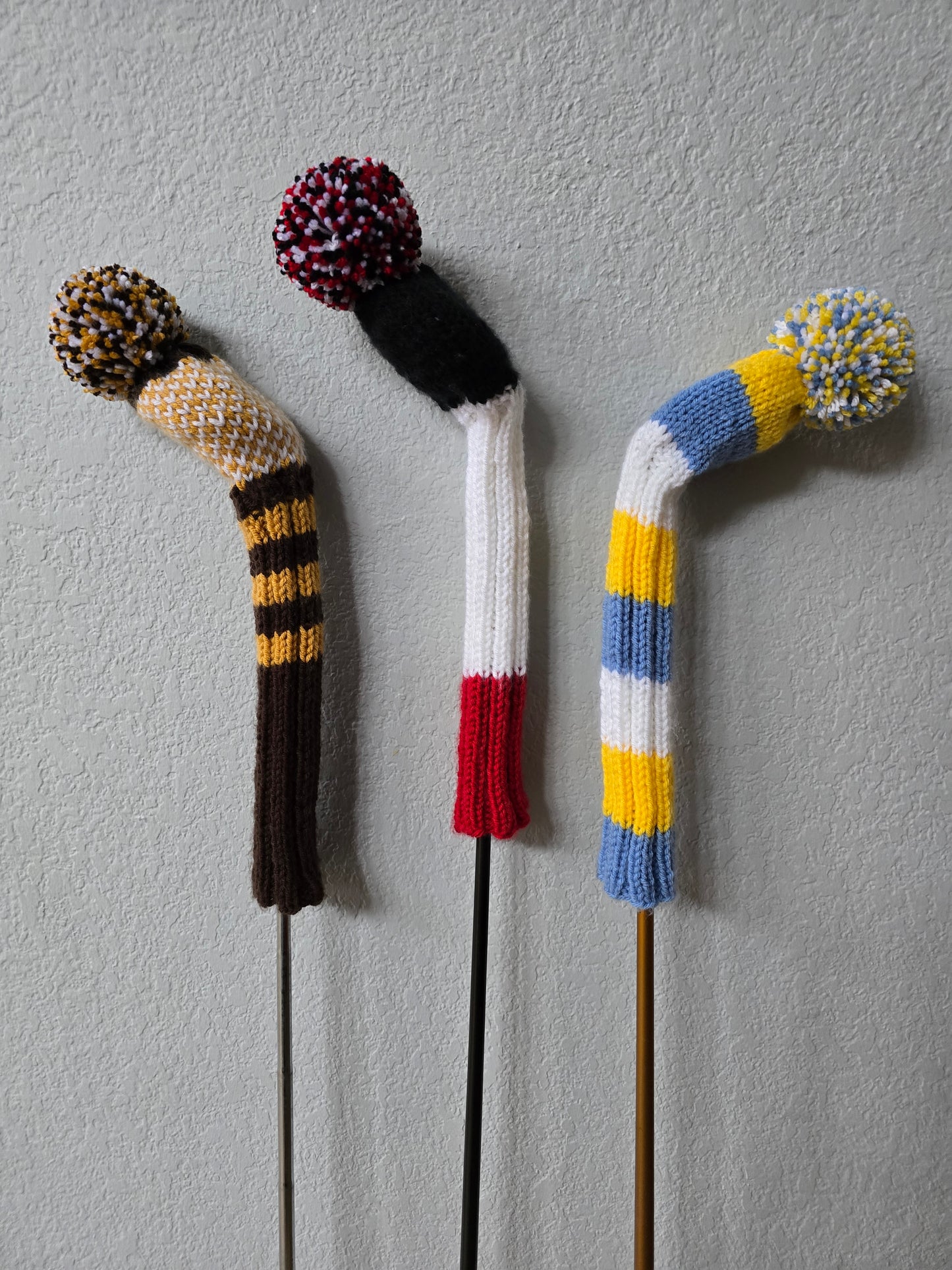 Hand Knit Golf Club Head Covers Retro-Vintage Custom Hybrids & Woods for Paul N