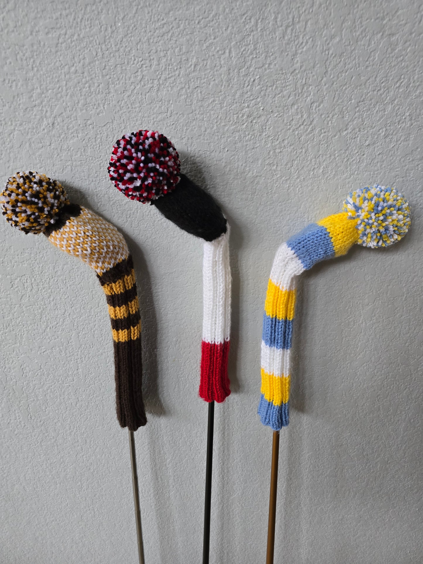 Hand Knit Golf Club Head Covers Retro-Vintage Custom Hybrids & Woods for Paul N