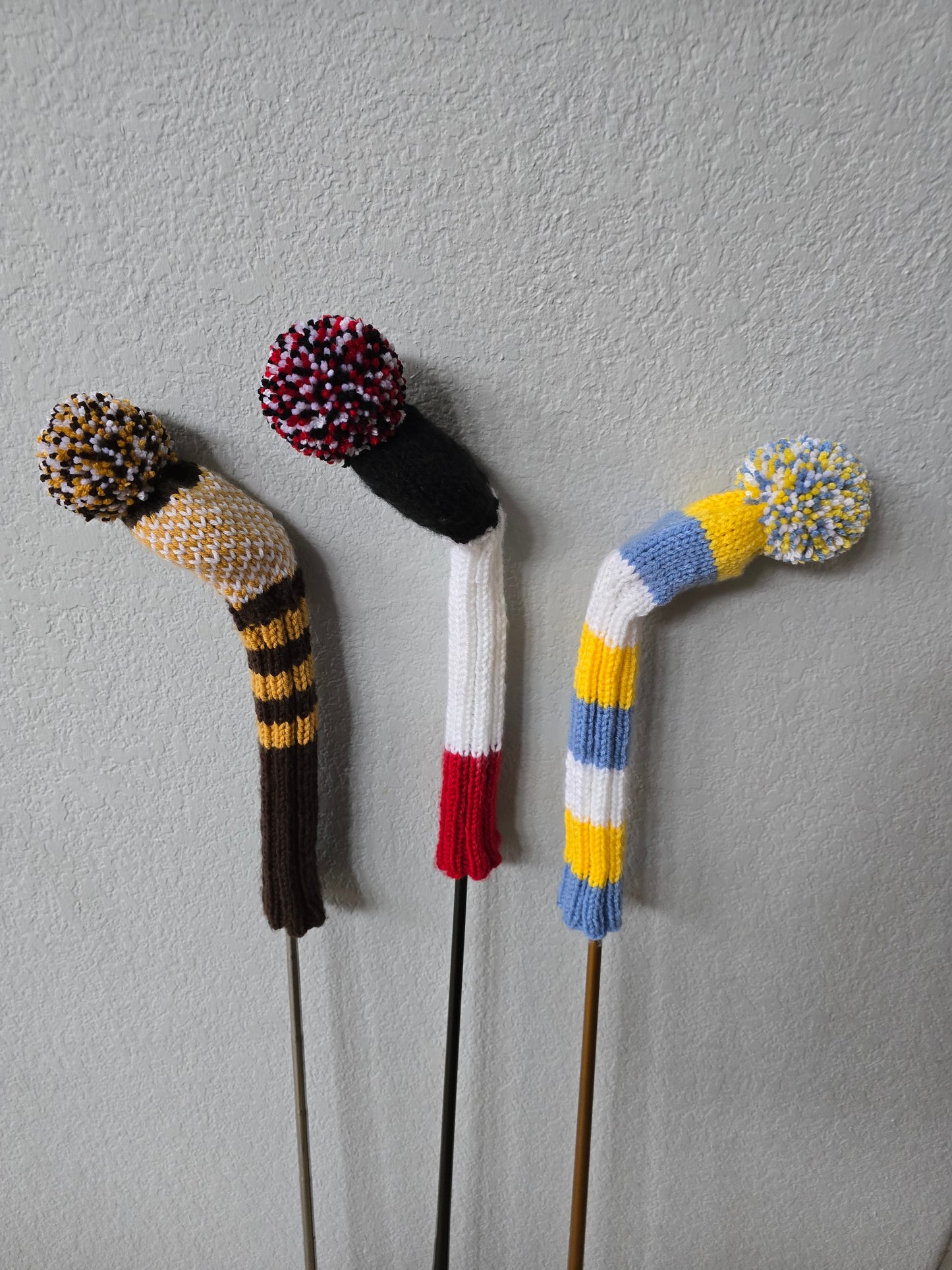 Hand Knit Golf Club Head Covers Retro-Vintage Custom Hybrids & Woods for Paul N