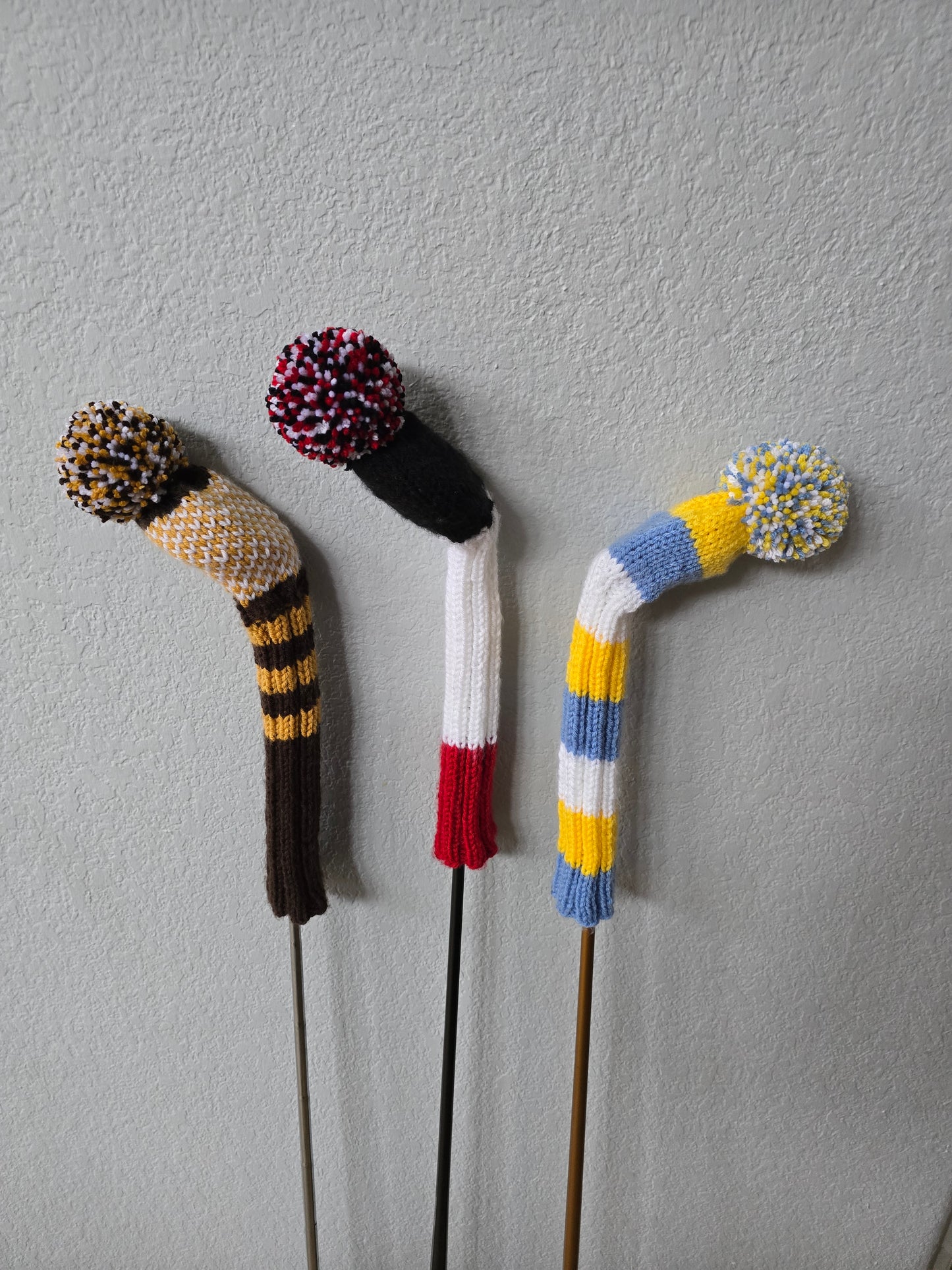 Hand Knit Golf Club Head Covers Retro-Vintage Custom Hybrids & Woods for Paul N