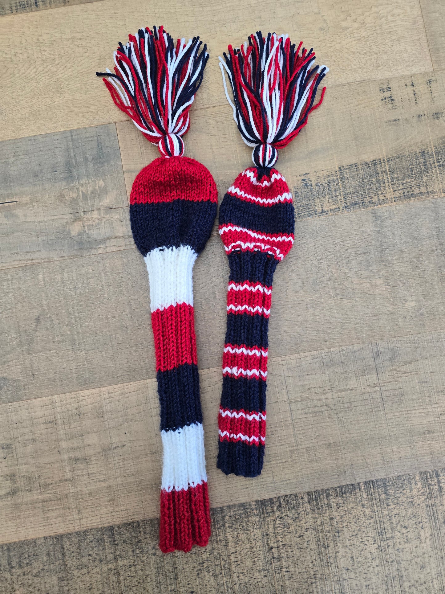 Hand Knit Golf Club Head Covers Retro-Vintage Custom Patriotic for Fairway Wood and Driver Custom for Milton