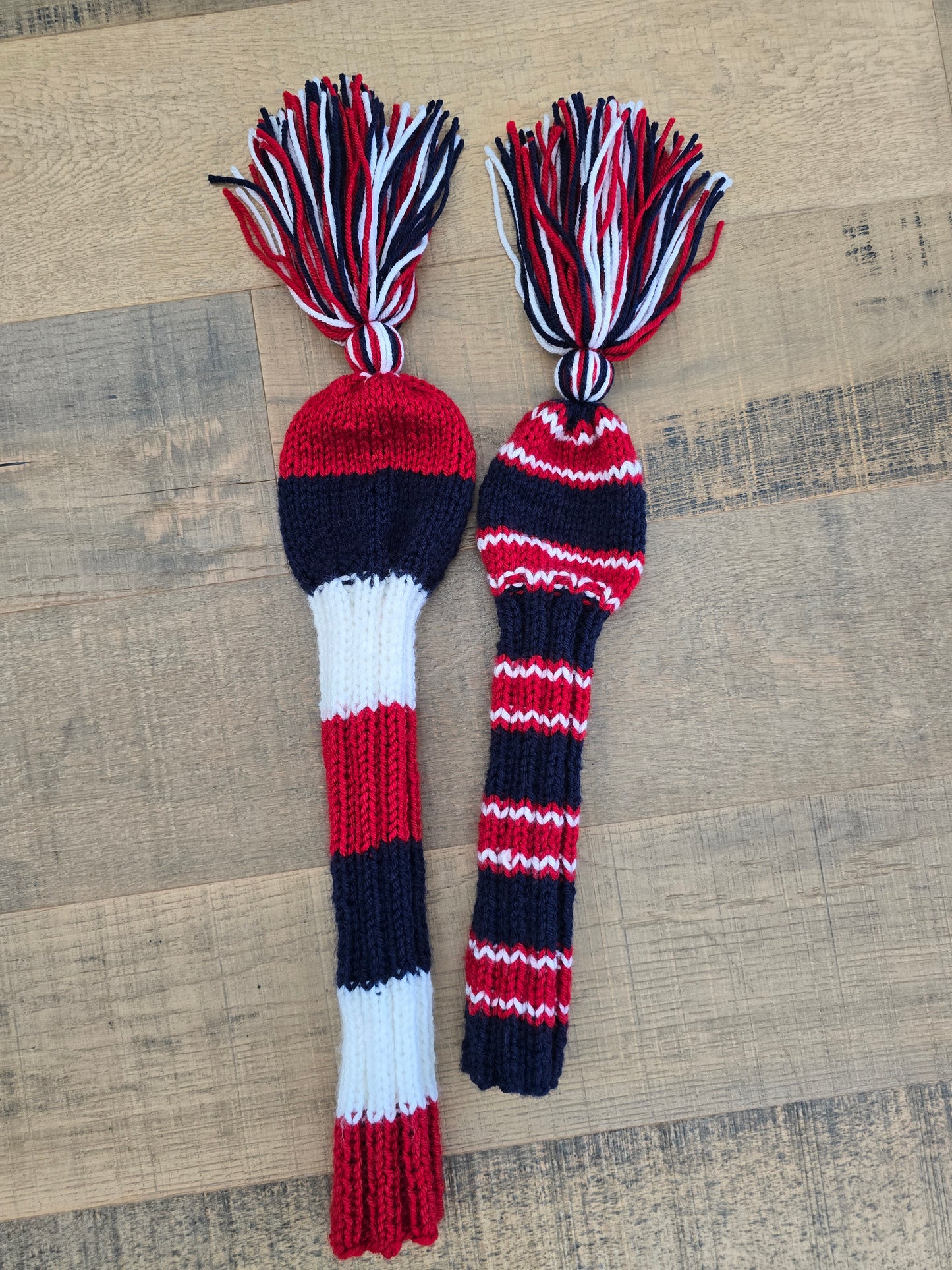 Hand Knit Golf Club Head Covers Retro-Vintage Custom Patriotic for Fairway Wood and Driver Custom for Milton